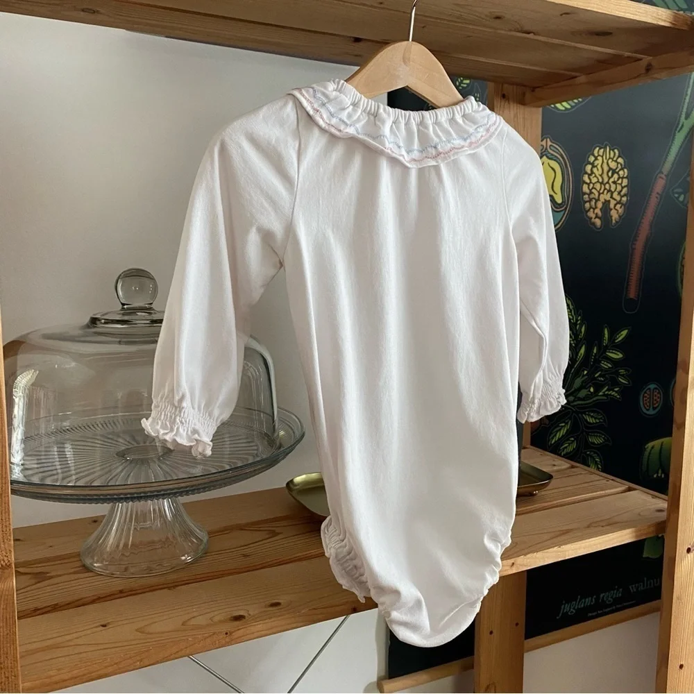 Baybala Baby Ivory Embroidered Ruffle Collar Bea Onesie 18 months